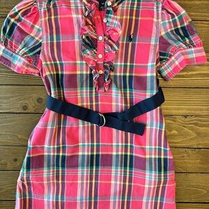 Polo Ralph Lauren Plaid Ruffle Dress with Belt